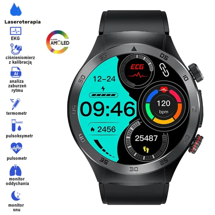 Kardiowatch GARIS EKG-GS800 - czarny pasek silikonowy - 3.jpg