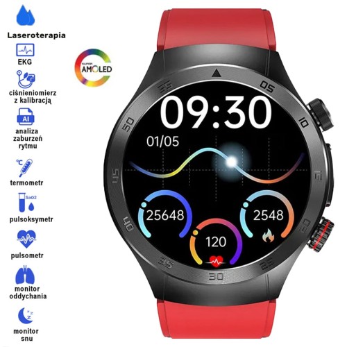 Kardiowatch GARIS EKG-GS800 - bordowy pasek silikonowy - 3.jpg