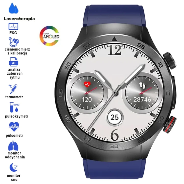Kardiowatch GARIS EKG-GS800 - granatowy pasek silikonowy - 3.jpg