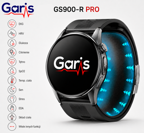 Kardiowatch EKG GARIS GS900-R PRO - czarny pasek silikonowy - 3.png