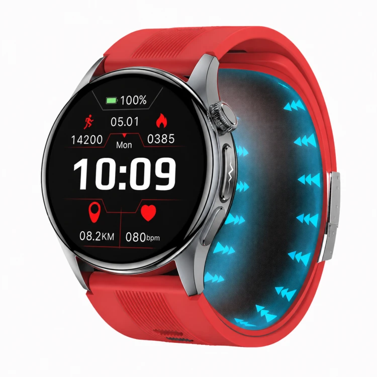 Kardiowatch EKG GARIS GS900-S PRO - czerwony pasek silikonowy.png