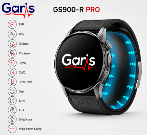 Kardiowatch EKG GARIS GS900-S PRO - czarny pasek skórzany - 3.png