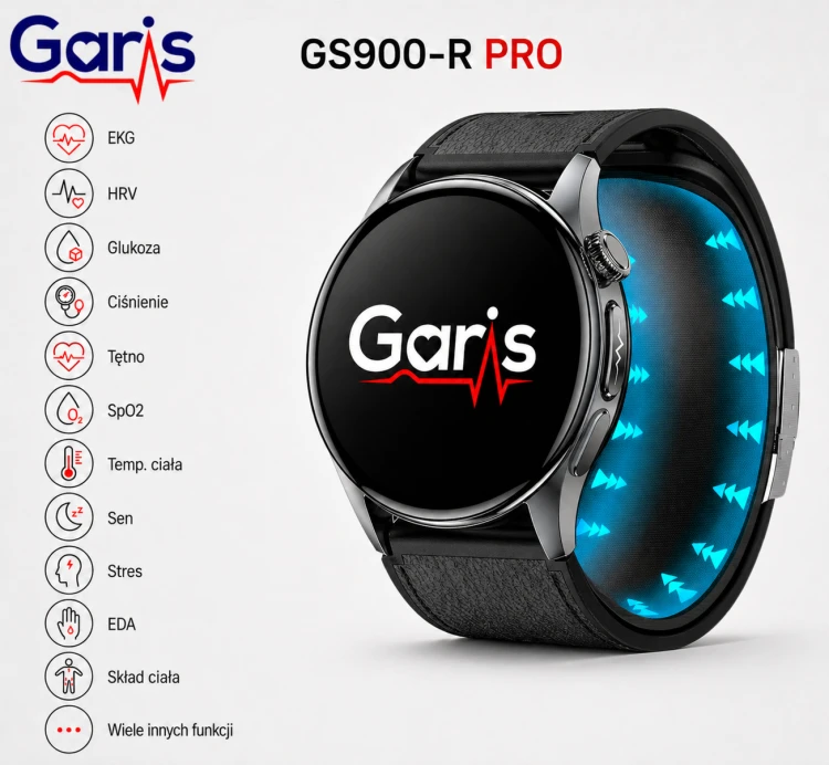 Kardiowatch EKG GARIS GS900-S PRO - czarny pasek skórzany - 3.png