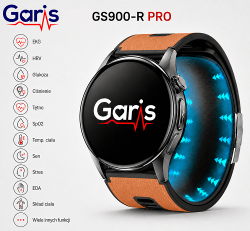 Kardiowatch EKG GARIS GS900-S PRO - brązowy pasek skórzany - 2.png
