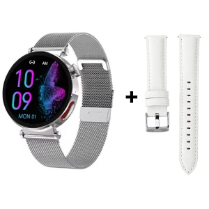 Kardiowatch GARIS EKG-GS80 - srebrny + biały pasek skórzany