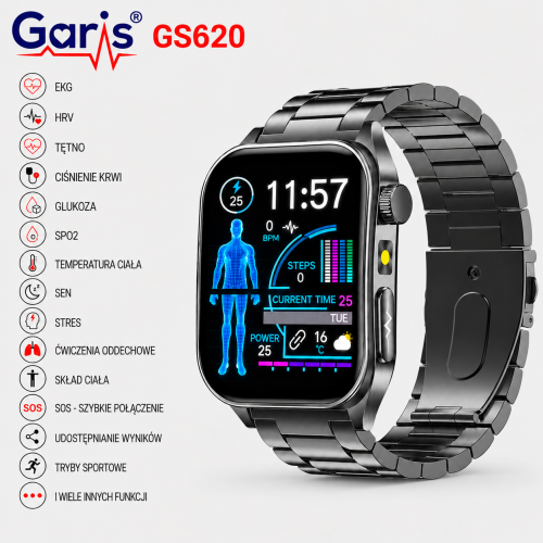Kardiowatch EKG GARIS GS620 - czarna bransoleta - 2.png