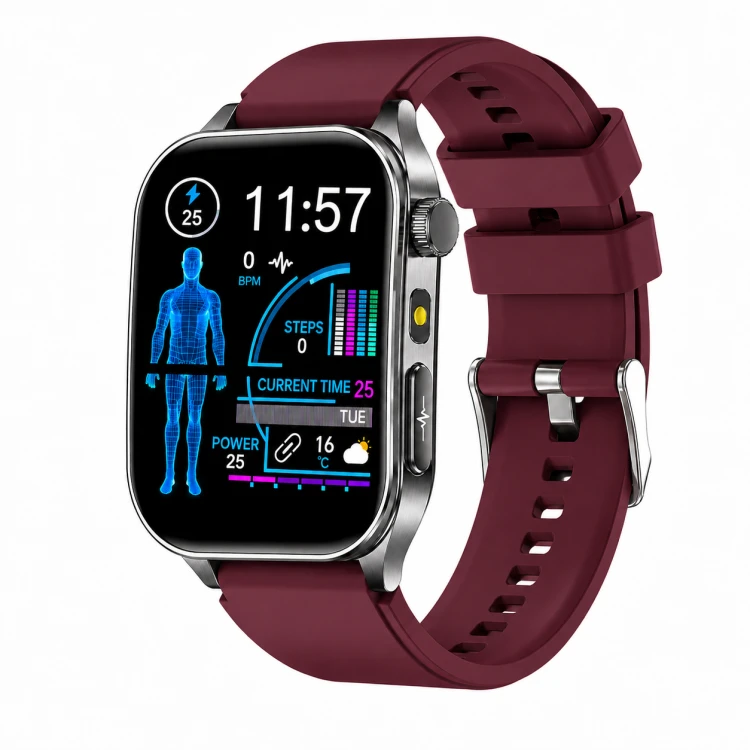 Kardiowatch EKG GARIS GS620 - bordowy pasek silikonowy - 6.png